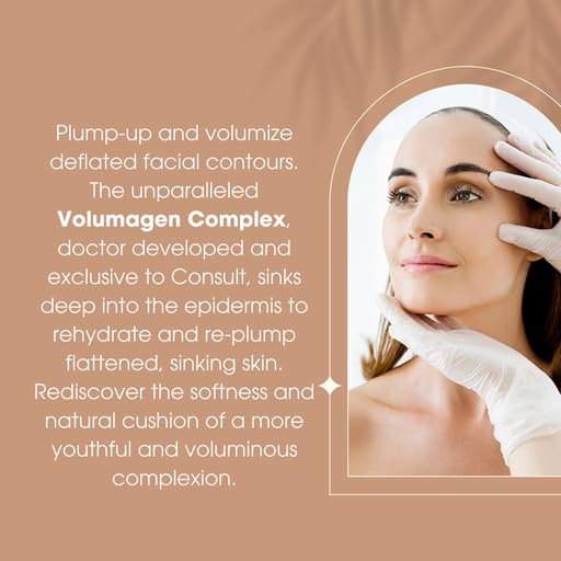Consult Beaute Volumagen - Collagen Facial Serum Concentrate for Nourishing & Plumping Skin - Hydrates and Temporarily Fills for Smoother, Bouncy Skin - Hyaluronic Acid & Vitamin C - 2 Fl. Oz.
