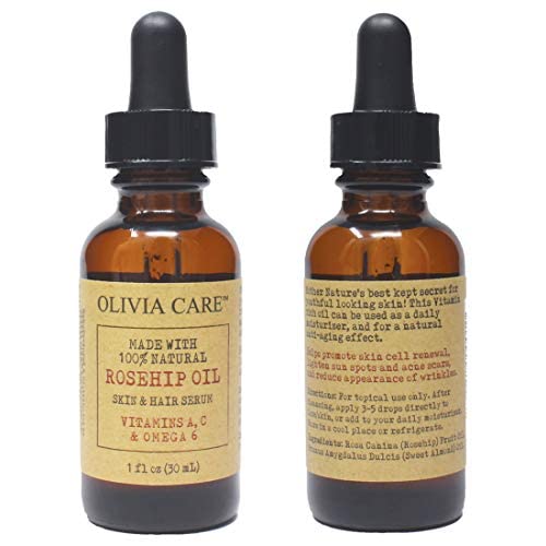 Olivia Care Rosehip Seed Oil Serum Natural Moisturizer for Face, Body & Skin with Vitamins E, C, A & Omega 6, Perfect for Treating Wrinkles, Acne Scars, Sun Spots, Dark Circles & Anti-Aging - 1 OZ