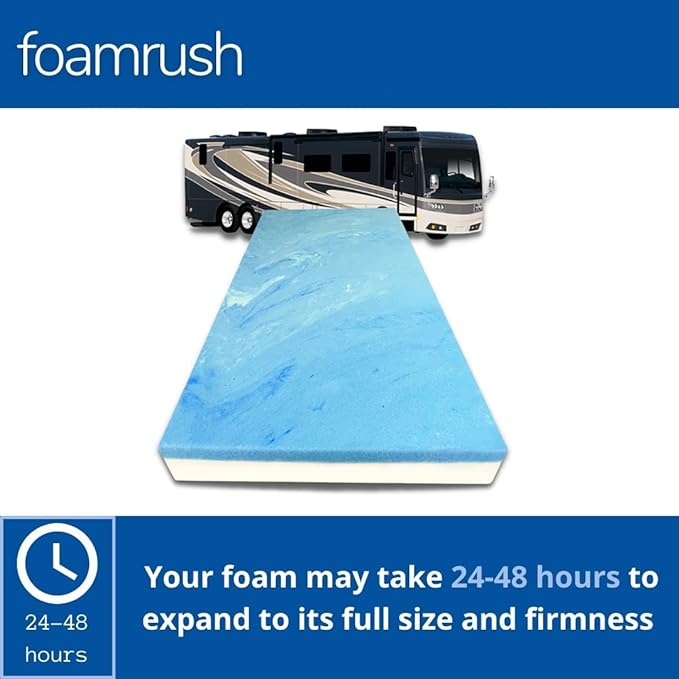 FoamRush 6-Inch Truck (32" x 29") Gel Memory Foam Mattress Replacement, Medium Firm, Comfort Pressure Relief, Made in USA, Camper Trailer RV Travel, Cover Not Included