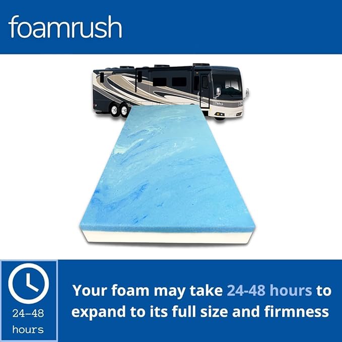FoamRush 6-Inch Truck (36" x 76") Gel Memory Foam Mattress Replacement, Medium Firm, Comfort Pressure Relief, Made in USA, Camper Trailer RV Travel, Cover Not Included