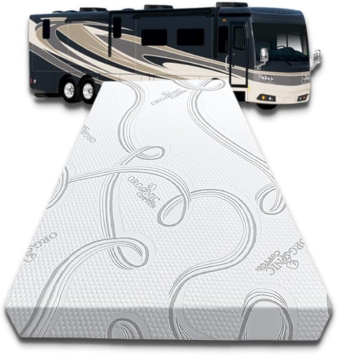 FoamRush 6-Inch Bunk (48" x 75") High Density Foam RV Mattress Replacement with Cotton Cover, Medium Firm, Pressure Relief, Travel Camper Trailer Truck, Made in USA, CertiPUR-US Certified