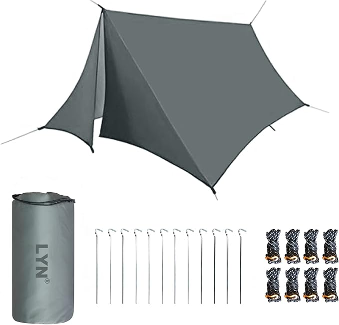 LYN Extra Large Zipper Reusable Survival Emergency Shelter Tent,Thermal Waterproof Fireproof Lightweight Bugout, with ParacordâStake for Camping,First Aid,Hiking&Bushcraft