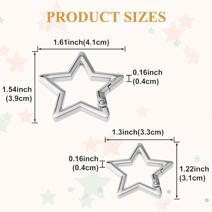 Star Carabiner, Zinc Alloy Heavy Duty Star Shaped Keychain Clip, Carabiner Clip for Camping, Hiking, Fishing
