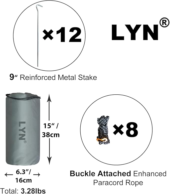 LYN Extra Large Zipper Reusable Survival Emergency Shelter Tent,Thermal Waterproof Fireproof Lightweight Bugout, with ParacordâStake for Camping,First Aid,Hiking&Bushcraft