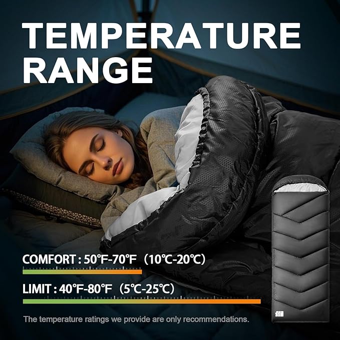 Sleeping Bags for Adults Cold Weather,Portable, Waterproof,Lightweight Sleeping Bag for Tall Girls Boys with Compression Sack for Warm Camping, Hiking, Outdoor & Indoor