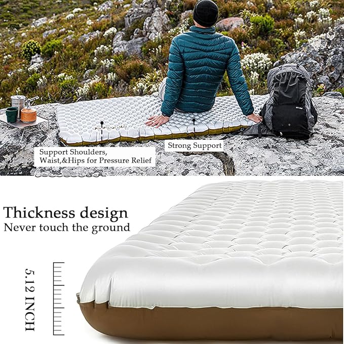 Naturehike 5.8/8.8 R-Value Camping Sleeping Pad,3.1"-4.7" Ultra-Thick,1-1.4LB Ultralight Camping Mat with Inflatable Bag,Backpacking Inflatable Foam Camping Mat for Car,Hiking