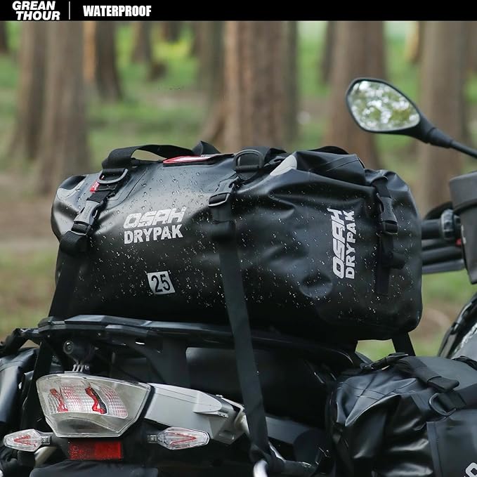 Motorcycle Dry Bag - Waterproof Motorcycle Duffle & Luggage Tail Bag Saddle Bags with Roll Top Closure, Large Storage Space,for Motorcycle Back Seat(Black, 60L)