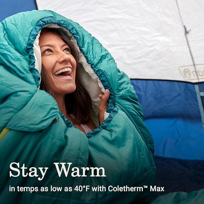 Coleman Big Bay 20°F Sleeping Bag, Adult Mummy Sleep Sack with Headrest