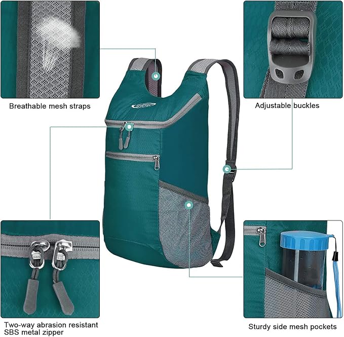 G4Free Lightweight Packable Hiking Backpack for Men Women Small Hiking Daypacks Foldable Shoulder Pack Casual Outdoor Bag 11L