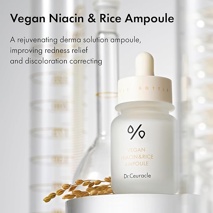 Dr.Ceuracle by leegeehaam Vegan Niacin & Rice Ampoule (30 ml / 1.01 fl. oz.) - Discoloration Correcting Facial Treatment Serum with Soft and Silky Finish