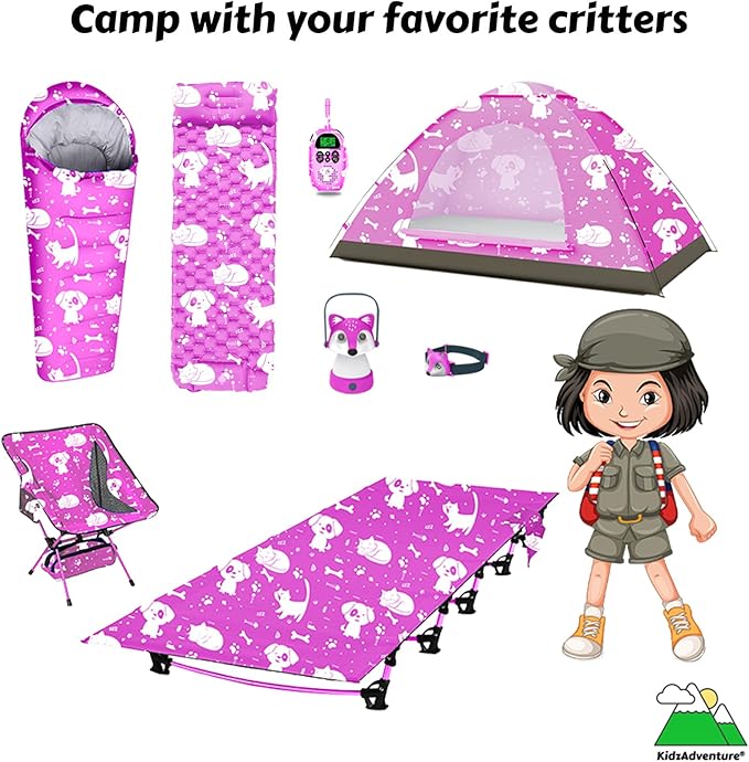 KidzAdventure Mummy Style 32 – 59F Kids Sleeping Bag with Pillow Sleeve, 4 Season, Lightweight and Backpacking Style, Ideal for Camping, Sleepover, Boys, Girls, Youth and Toddlers