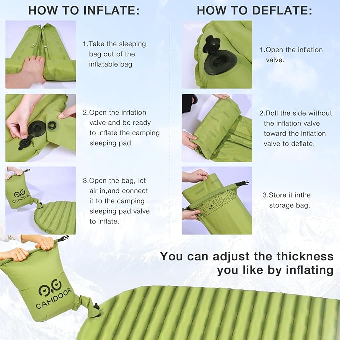 Self Inflating Sleeping Pad for Camping with Inflating Bag, Compact Lightweight Camping Mat, Outdoor Backpacking Hiking Traveling Airpad Camping Air Mattress