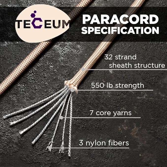 TECEUM Heavy Duty Rope 1000 – 1000ft / 200ft / 100ft / 50ft – 40+ Colors – Utility Rope for Survival & Camping Gear – Nylon String, Camping Rope, para Cord, Utility Nylon Rope, Tent Cord