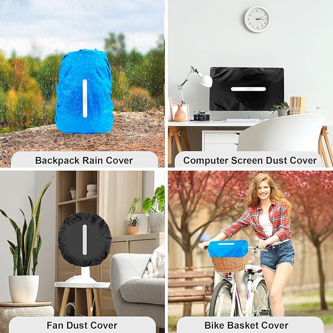 LAMA 2pcs Waterproof Rain Cover for Backpack, Reflective Rainproof Protector for Anti-dust and Anti-Theft L 45L-55L Black Blue