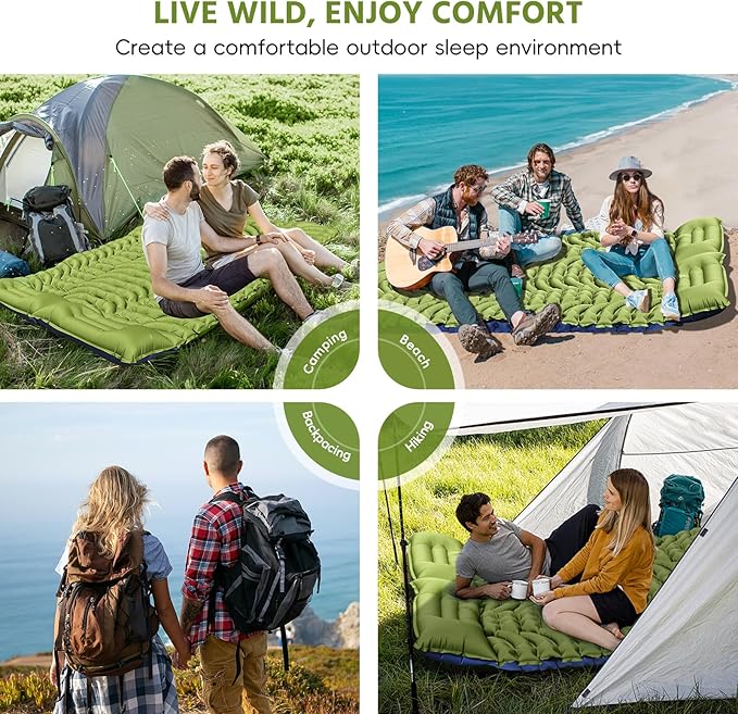 Sleeping Pad for Camping -Ultralight Inflatable Sleeping Mat with Pillow, Built-in Foot Pump, Compact & Lightweight Camping Mattress Pad for Camp, Backpacking, Hiking, Travel Tent