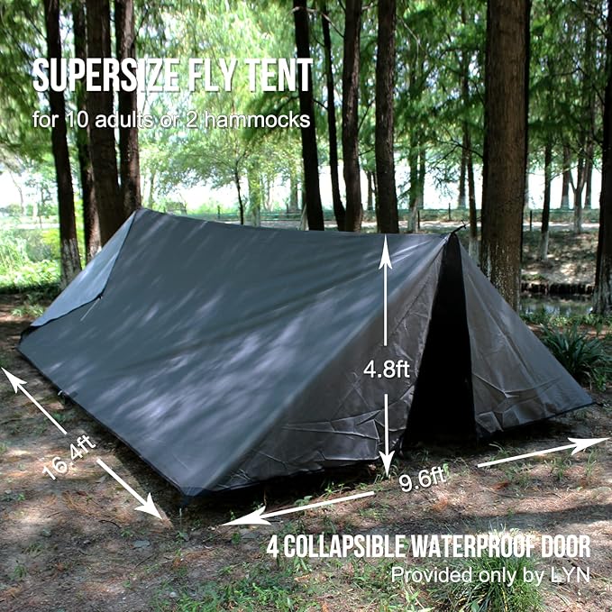 LYN Extra Large Zipper Reusable Survival Emergency Shelter Tent,Thermal Waterproof Fireproof Lightweight Bugout, with ParacordâStake for Camping,First Aid,Hiking&Bushcraft
