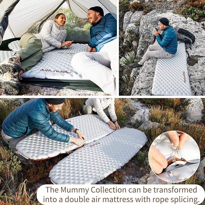 Naturehike 5.8/8.8 R-Value Camping Sleeping Pad,3.1"-4.7" Ultra-Thick,1-1.4LB Ultralight Camping Mat with Inflatable Bag,Backpacking Inflatable Foam Camping Mat for Car,Hiking