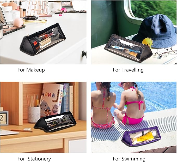 TSA Approved Clear Toiletry Shaving Bag For Traveling 4 Pack 4 colors Transparent Vinyl Makeup Bag Foldable Travel Packing Organizer Utility Pouches for Virous Storage Needs