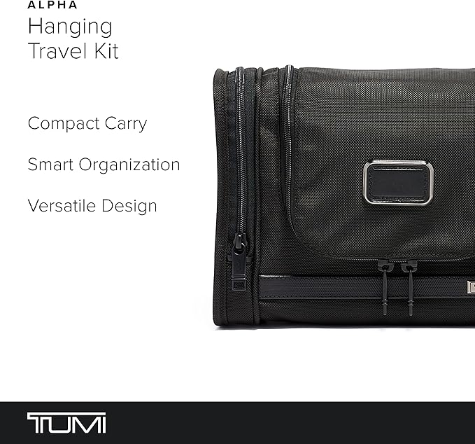 TUMI - Alpha Hanging Travel Kit - Toiletries Travel Bag - Cosmetics Organizer - Travel Essentials Bag with Hooks & Pockets - Black