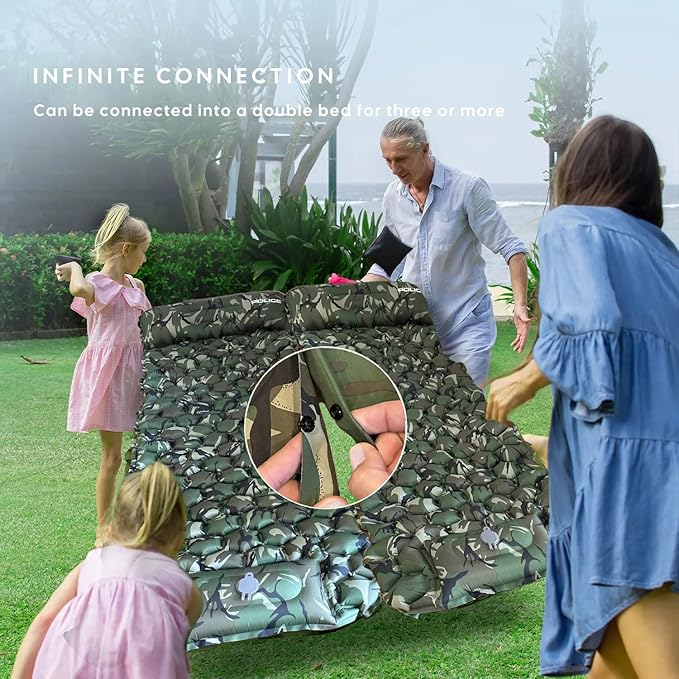 Self-Inflating Sleeping Mats for Camping, Extra Thick Camping Sleeping Mat, Self Inflating Camping Pad with Pillow, 75”x25” Ultralight, Sleeping Bag Pad Built-in Foot Pump Tent, Hiking & Picnic.