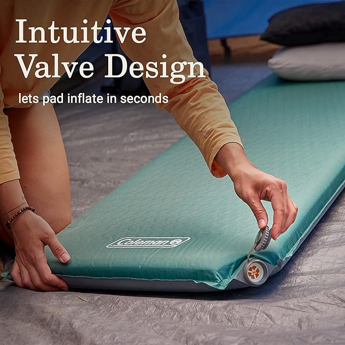 Coleman Silver Springs Self-Inflating Camping Sleep Pad Lightweight Camp Pad with Insulated Foam and Durable Coating Comfortable Sleeping Pad with Easy Inflation