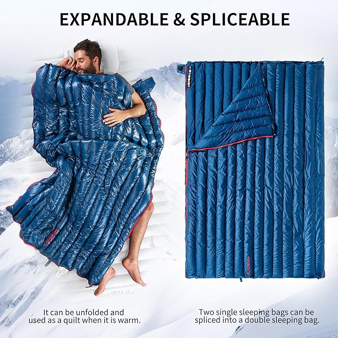 Naturehike Ultralight Backpacking Down Sleeping Bag for Adults, 650 Fill Power Sleeping Bag for 42/52℉, 20oz Compact Lightweight Sleeping Bags for Hiking Camping 3 Seasons