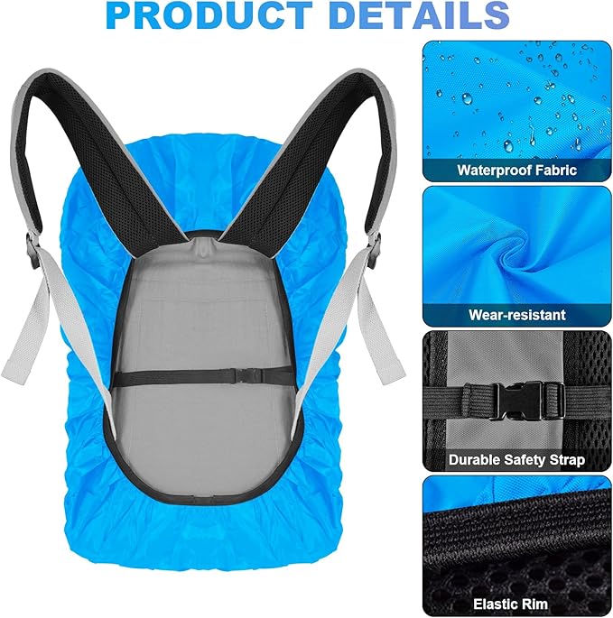 LAMA 2pcs Waterproof Rain Cover for Backpack, Reflective Rainproof Protector for Anti-dust and Anti-Theft L 45L-55L Black Blue