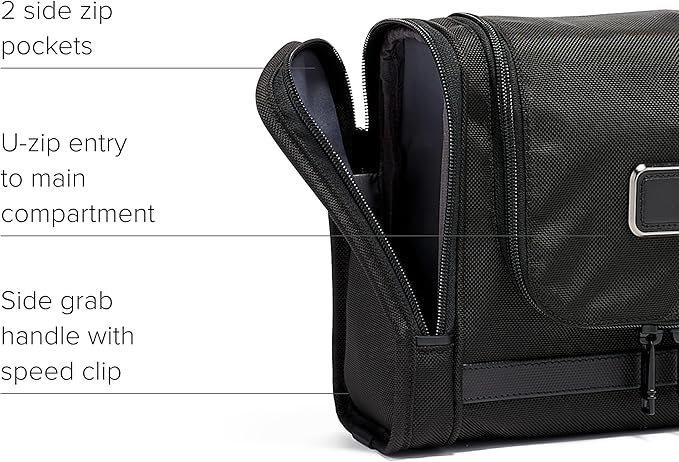 TUMI - Alpha Hanging Travel Kit - Toiletries Travel Bag - Cosmetics Organizer - Travel Essentials Bag with Hooks & Pockets - Black