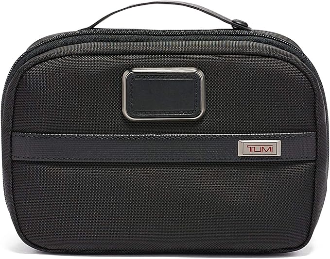 TUMI - Alpha 3 Split Travel Kit - Luggage Accessories Toiletry Bag for Men and Women with Embossed Leather Carry Handle - Black