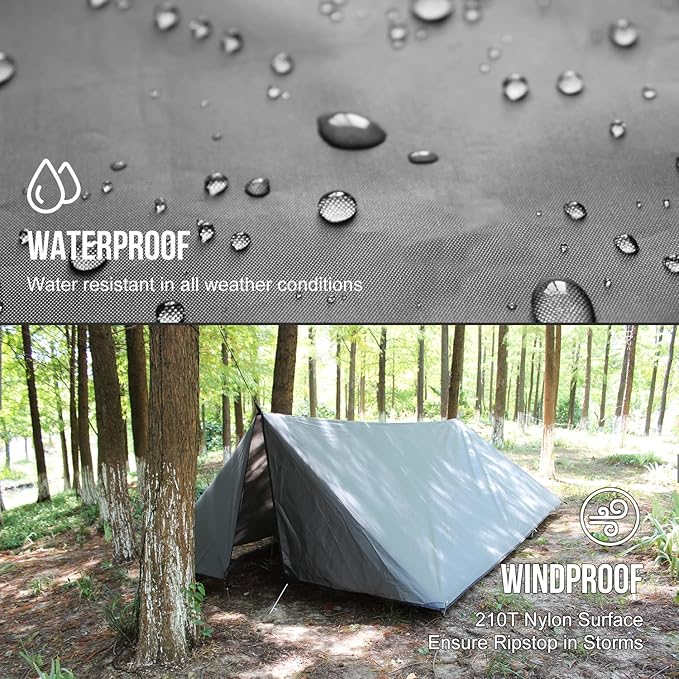 LYN Extra Large Zipper Reusable Survival Emergency Shelter Tent,Thermal Waterproof Fireproof Lightweight Bugout, with ParacordâStake for Camping,First Aid,Hiking&Bushcraft