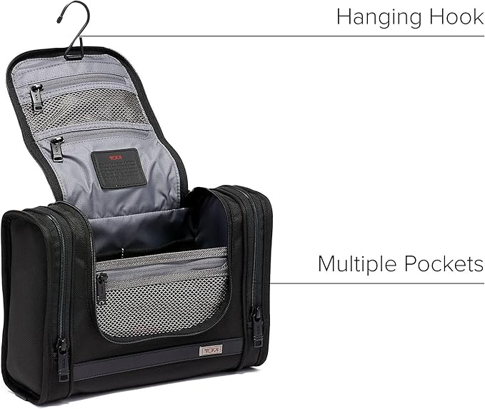TUMI - Alpha Hanging Travel Kit - Toiletries Travel Bag - Cosmetics Organizer - Travel Essentials Bag with Hooks & Pockets - Black