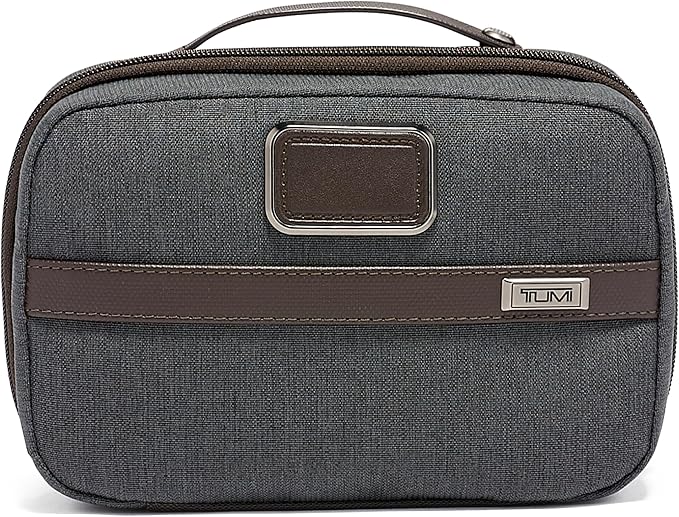 TUMI Alpha Split Travel Kit - Compact Toiletry Bag for Men & Women - Features Removable Leather Handle & 3 Zip Pockets