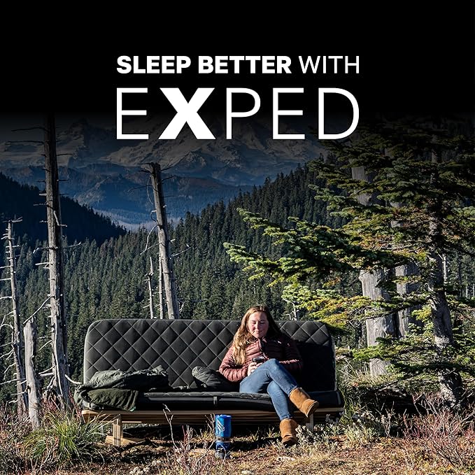 Exped LuxeMat Single LXW - Self Inflating Luxury Sleeping Mat, 4” Foam Pad, Pump Included