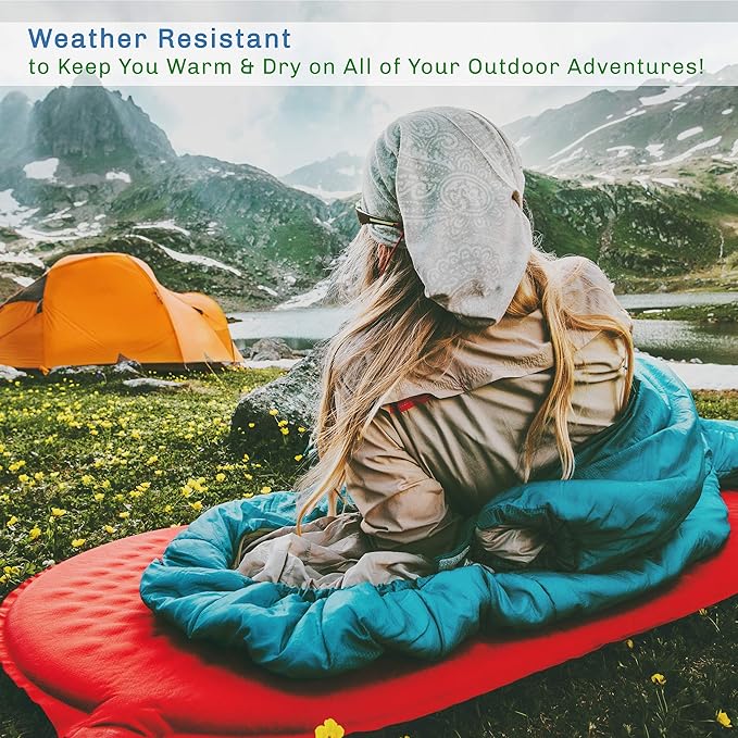Sleeping Bag - 32F Comfort Rated 3-Season Envelope-Style Sleep Bag with Hood for Backpacking, Hiking, and Camping by Wakeman