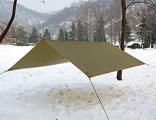 FREE SOLDIER Waterproof Portable Tarp Multifunctional Outdoor Camping Traveling Awning Backpacking Tarp Shelter Rain Tarps (Simplify Brown 10×10.5ft)