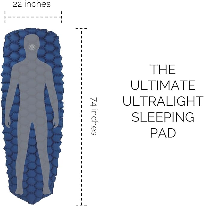 ECOTEK Outdoors Hybern8 Ultralight Inflatable Sleeping Pad with Contoured FlexCell Honeycomb Design - Easy to Inflate, Comfortable, Lightweight, Durable, and Hammock Approved [Fire Orange]