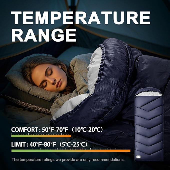 Sleeping Bags for Adults Cold Weather,Portable, Waterproof,Lightweight Sleeping Bag for Tall Girls Boys with Compression Sack for Warm Camping, Hiking, Outdoor & Indoor