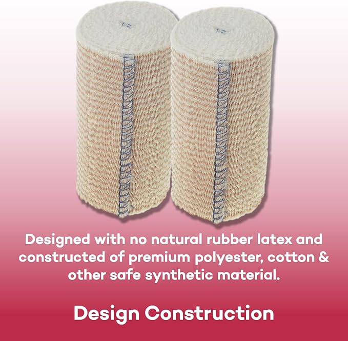 Dealmed 4" Elastic Bandage Wrap with Self-Closure – 2 Elastic Bandages, 5 Yards Stretched Compression Bandage Wrap, Wound Care Product for First Aid Kit and Medical Facilities