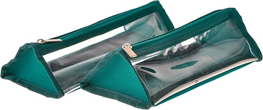 TSA Approved Clear Toiletry Shaving Bag 2 Pack Dark Green Transparent Vinyl Makeup Bag See Through Travel Cosmetic Packing Organizer Clear Makeup Organizer Bag Utility Pouches for Men & Women