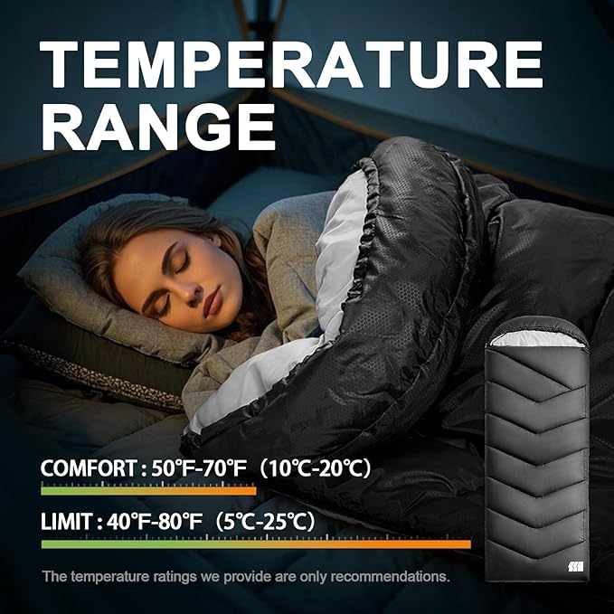 Sleeping Bags for Adults Cold Weather,Portable, Waterproof,Lightweight Sleeping Bag for Tall Girls Boys with Compression Sack for Warm Camping, Hiking, Outdoor & Indoor