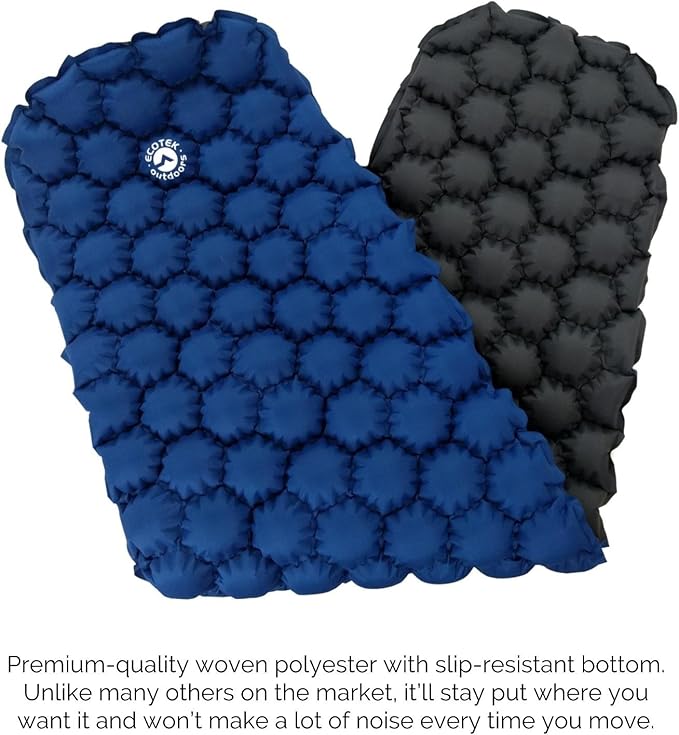 ECOTEK Outdoors Hybern8 Ultralight Inflatable Sleeping Pad with Contoured FlexCell Honeycomb Design - Easy to Inflate, Comfortable, Lightweight, Durable, and Hammock Approved [Fire Orange]