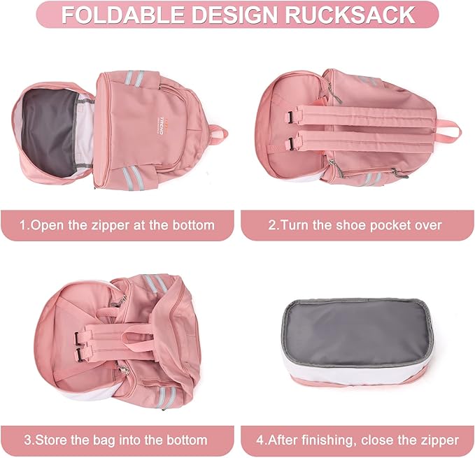 Coofay Gym Backpack for Women - Waterproof, Lightweight, Pink Sports Gym Bag with Shoe Compartment
