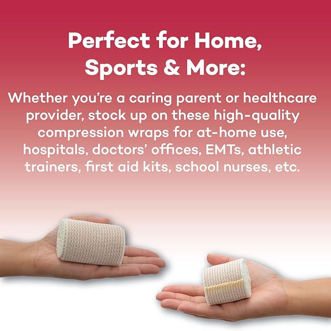 Dealmed 4" Elastic Bandage Wrap with Self-Closure – 2 Elastic Bandages, 5 Yards Stretched Compression Bandage Wrap, Wound Care Product for First Aid Kit and Medical Facilities