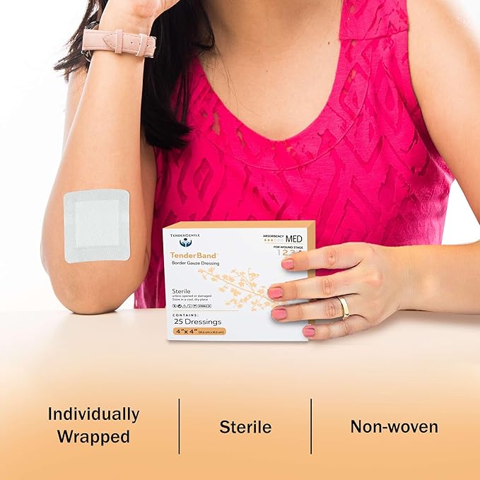 Bordered Gauze Island Dressing 4x4-25 Wound Bandages for Wound Protection - Good for Hospitals, Medical Facilities, First Aid Kits, and More