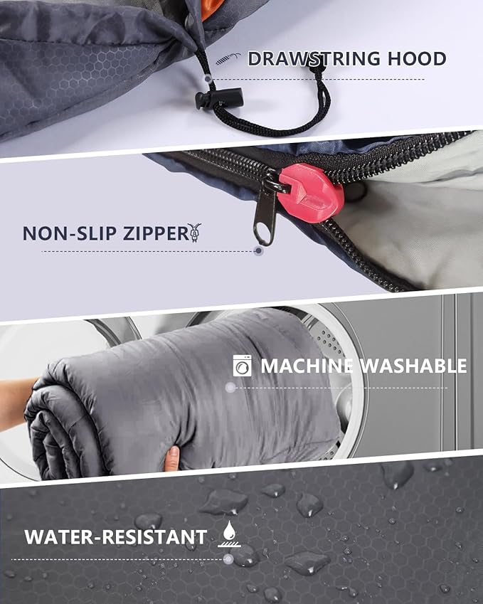 Sleeping Bags for Adults Backpacking Lightweight Waterproof- Cold Weather Sleeping Bag for Girls Boys Mens for Warm Camping Hiking Outdoor Travel Hunting with Compression Bags