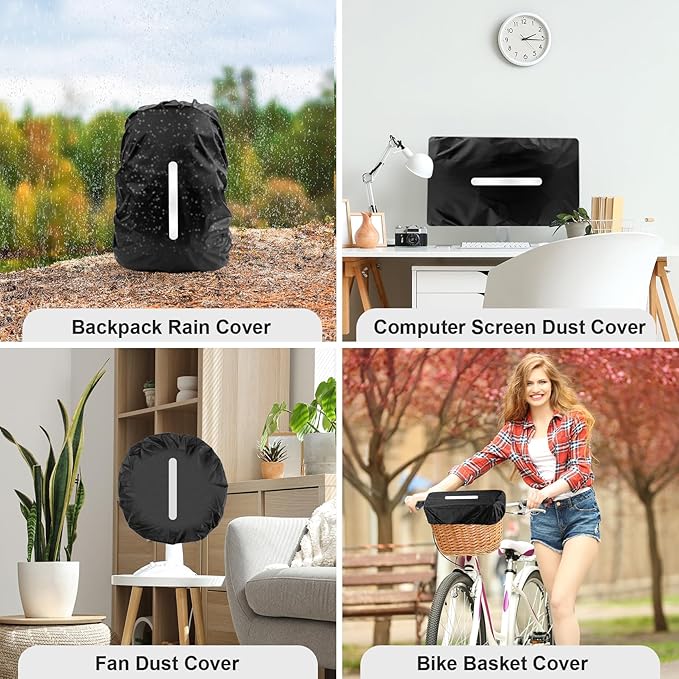LAMA 2pcs Waterproof Rain Cover for Backpack, Reflective Rainproof Protector for Anti-dust and Anti-Theft S 18L-25L Black
