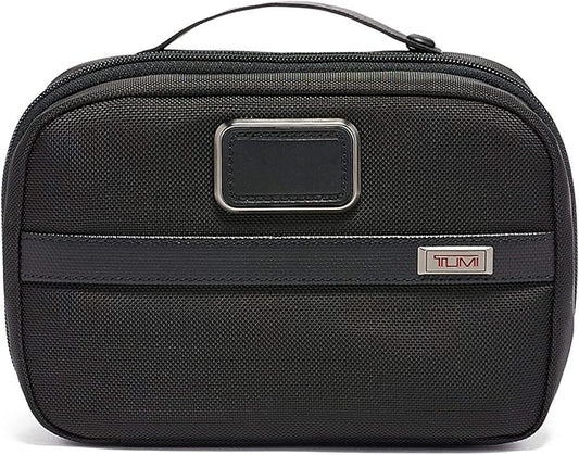 TUMI - Alpha 3 Split Travel Kit - Luggage Accessories Toiletry Bag for Men and Women with Embossed Leather Carry Handle - Black