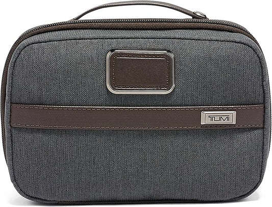 TUMI Alpha Split Travel Kit - Compact Toiletry Bag for Men & Women - Features Removable Leather Handle & 3 Zip Pockets