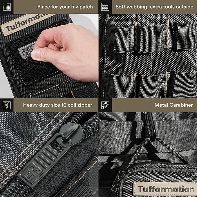 Heavy Duty Small Tool Bag Pouch Portable Utility Organizer Case with Zipper Handle. Perfect for EDC, Motorcycle, Road Bike, Electricians & More